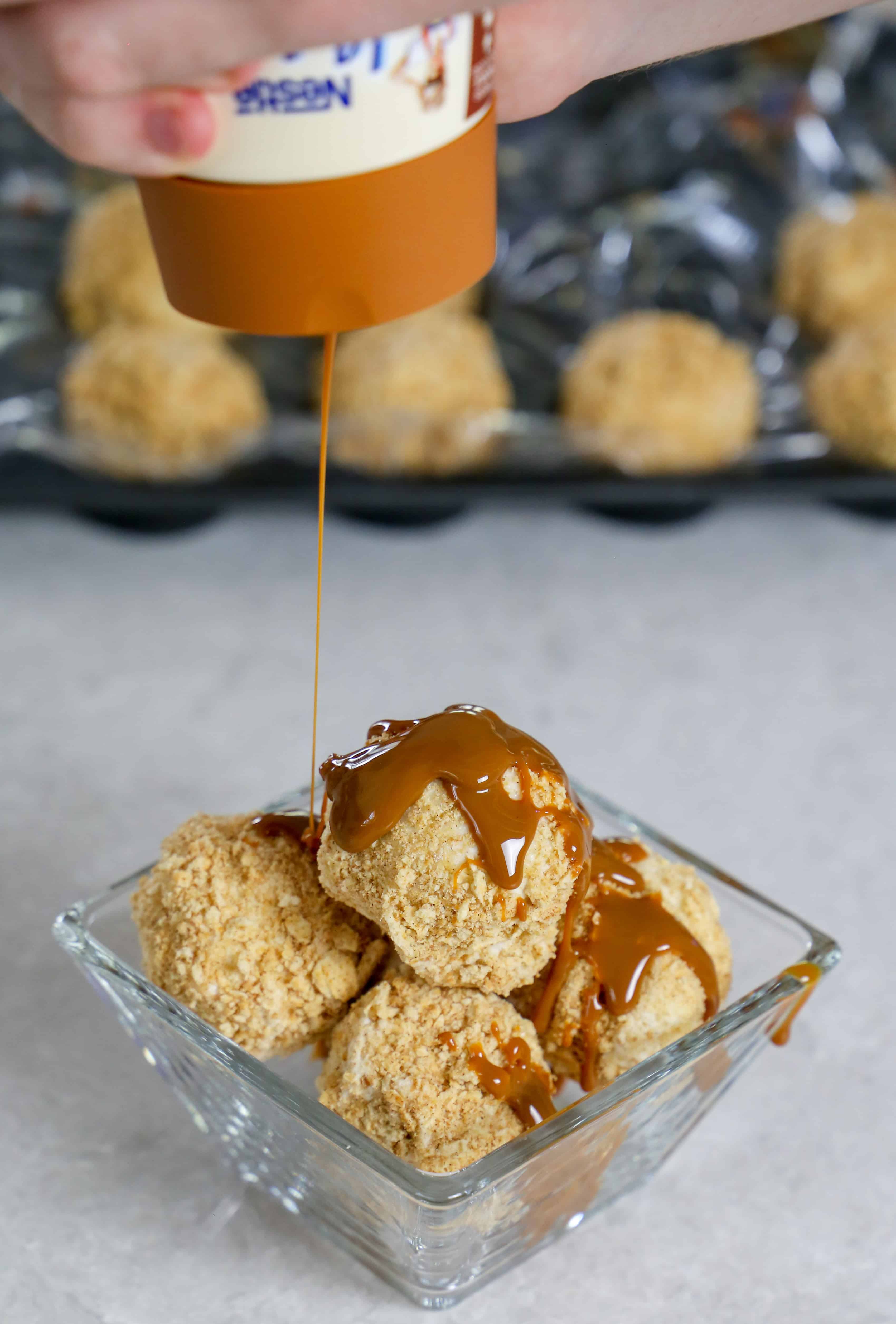 Bowl of ice cream balls.