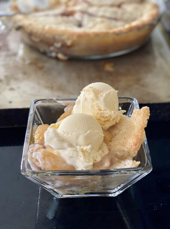 Peach Cobbler with Ice Cream