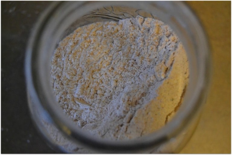 jar of breading mix for making fried chicken