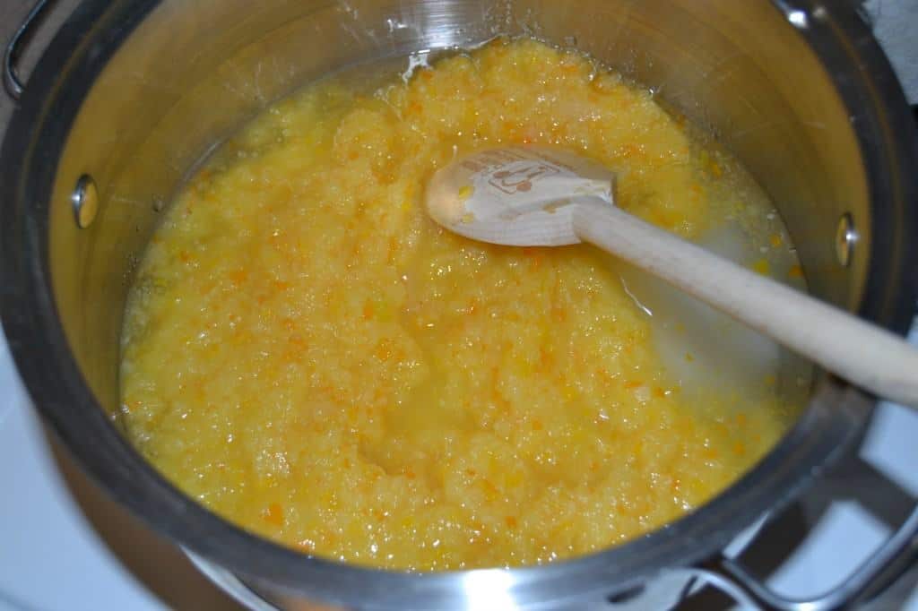 Making jelly in a pot.
