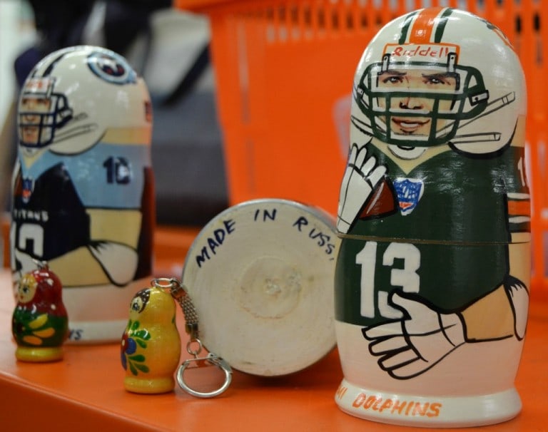 A World of Treasures in Alabama at Unclaimed Baggage Center Russian nesting dolls that look like football players