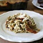 homemade chicken and dressing on a plate