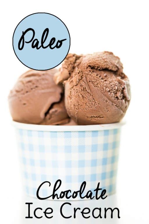 paleo Chocolate ice cream in paper cup.