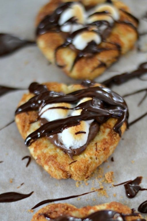 Nutella S'Mores Cookies Nutella Cookies drizzled with chocolate