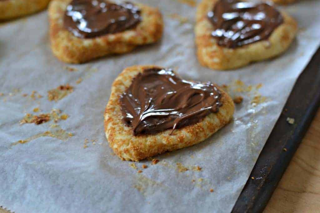 Luscious Nutella on top of a homemade cookie - YUM! Nutella on a smores cookie