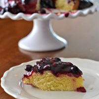Lemon Polenta Cake with Blueberry Sauce | SouthernKissed.com