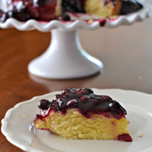 Lemon Polenta Cake with Blueberry Sauce | SouthernKissed.com
