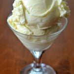Cup of homemade vanilla ice cream made with simple ingredients