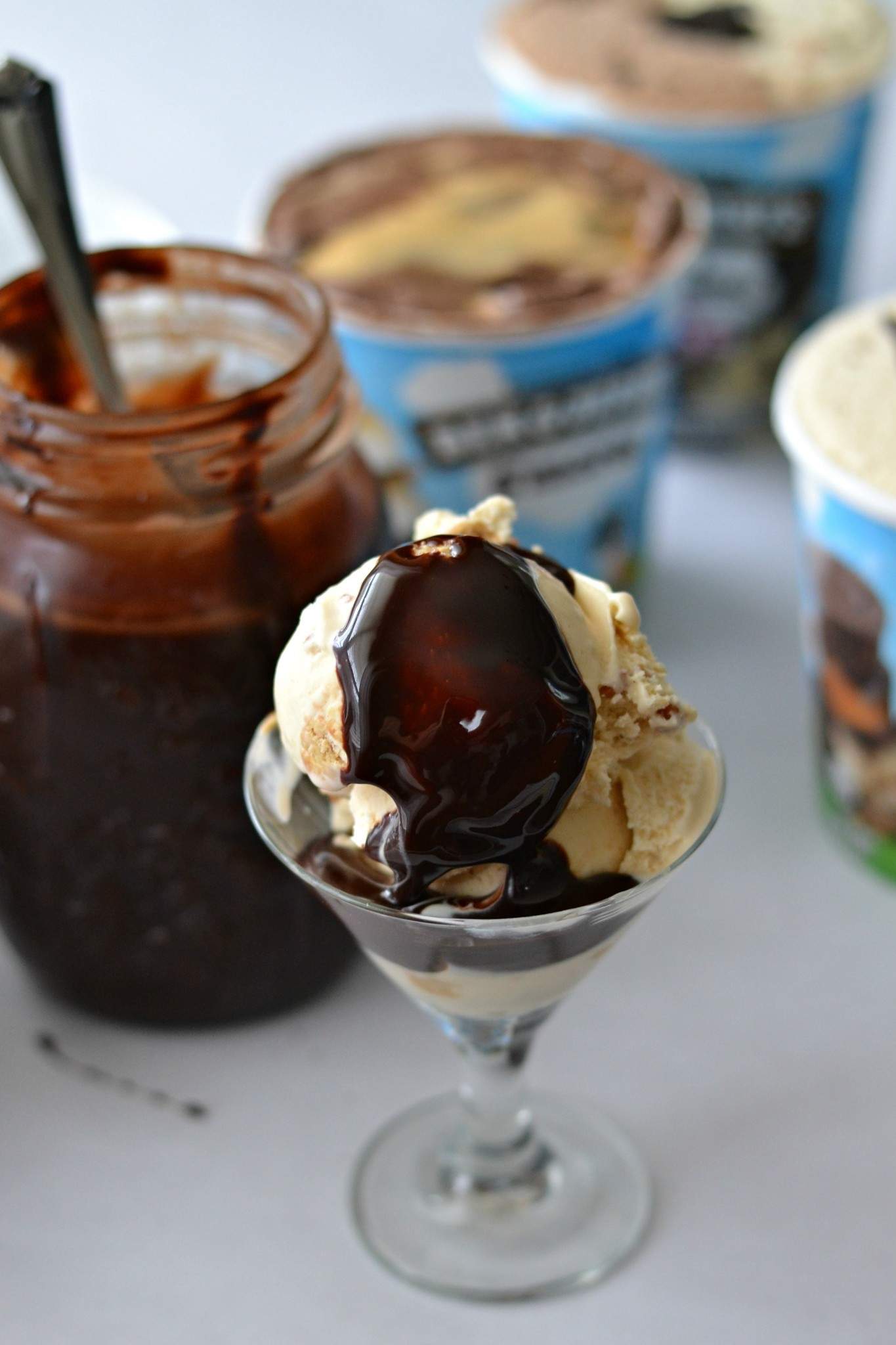 Ice Cream with homemade chocolate syrup