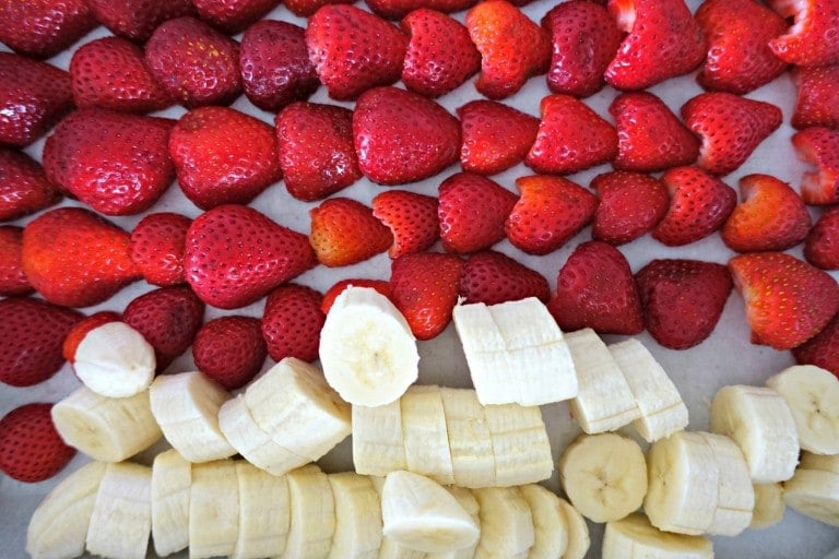 Simple Strawberry Banana Smoothie Sliced Strawberries and Bananas