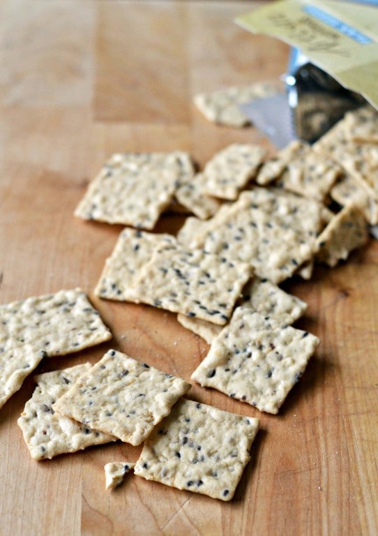 Blue Diamond crackers on a board
