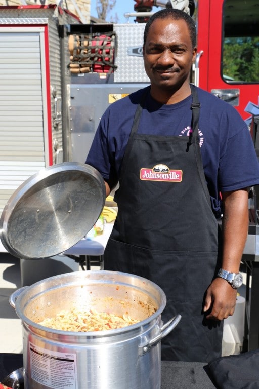 Firemen cooking chili