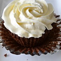 chocolate cupcake with vanilla buttercream frosting