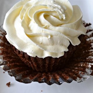 chocolate cupcake with vanilla buttercream frosting