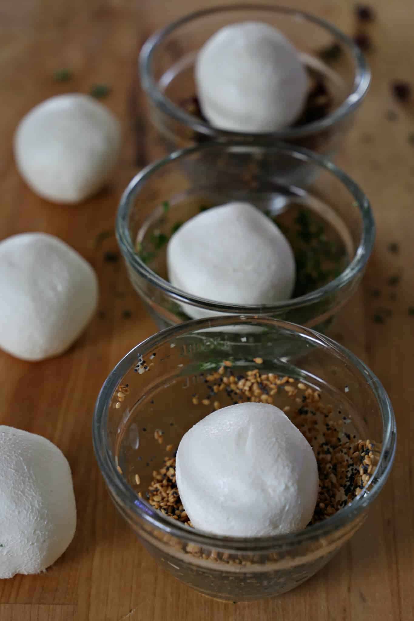 Rolling savory cheeseballs