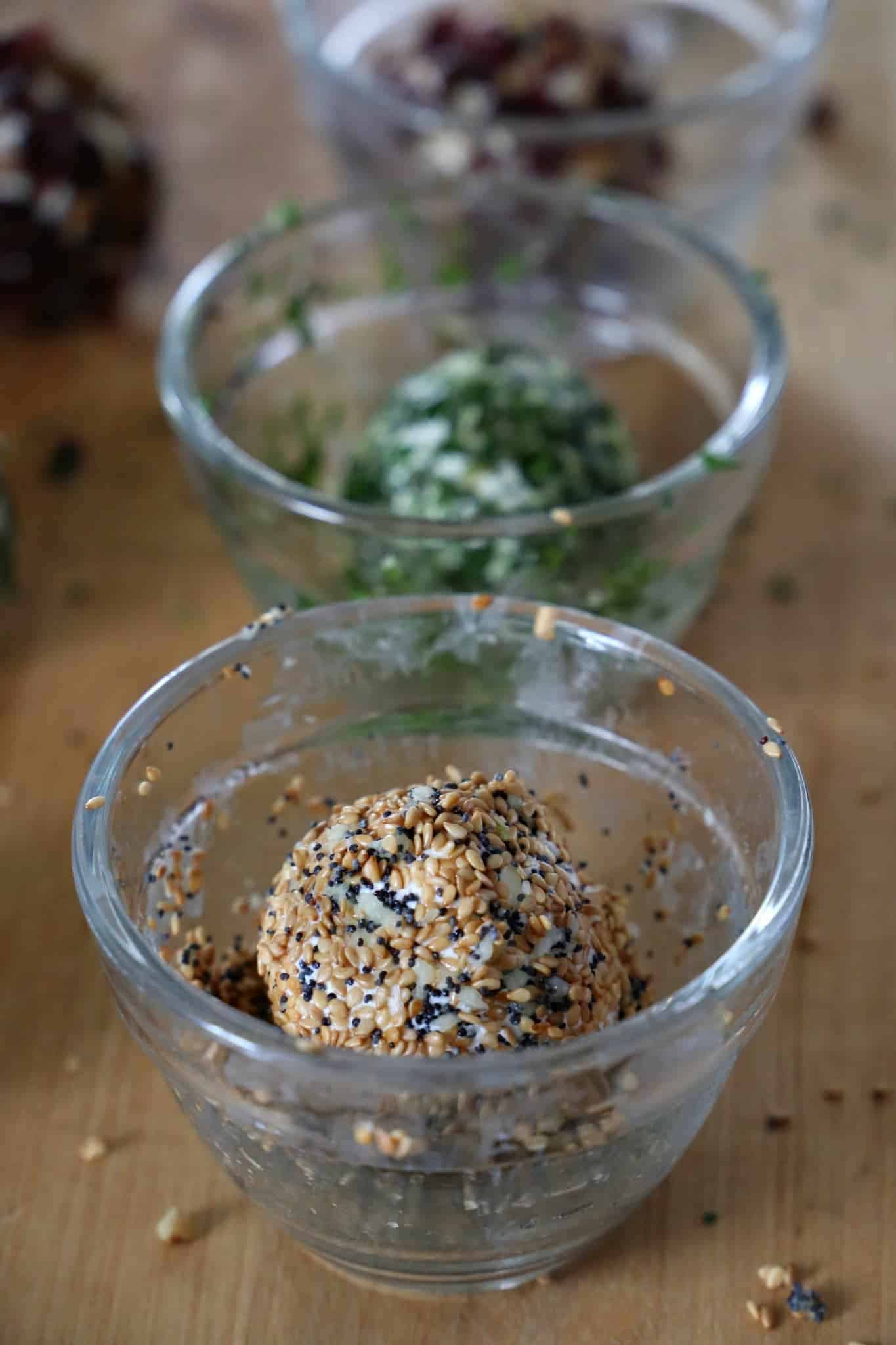 Savory cheeseballs coated