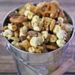 pail filled with snack mix