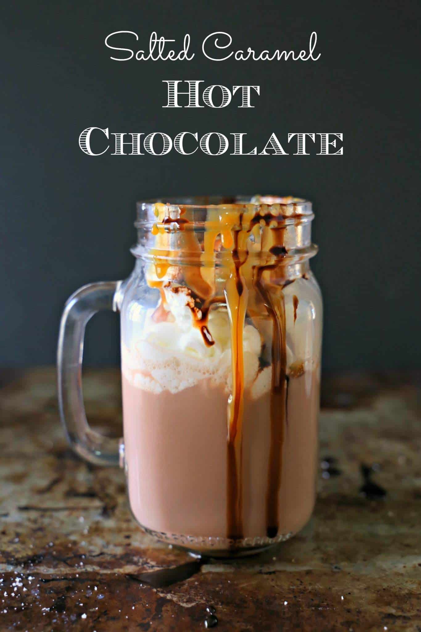 Salted Caramel Hot Chocolate - this recipe is super easy for making the BEST and easiest Salted Caramel Hot Chocolate. This foolproof recipe will change the way you make hot chocolate from now on. #TryTruMooHot #Recipe Two mugs of salted caramel hot chocolate.
