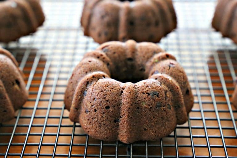 Mini Chocolate Cakes cooling on a wire rack