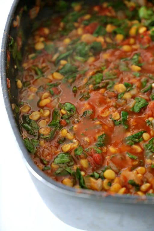 skillet of Spinach and Tomato Dal