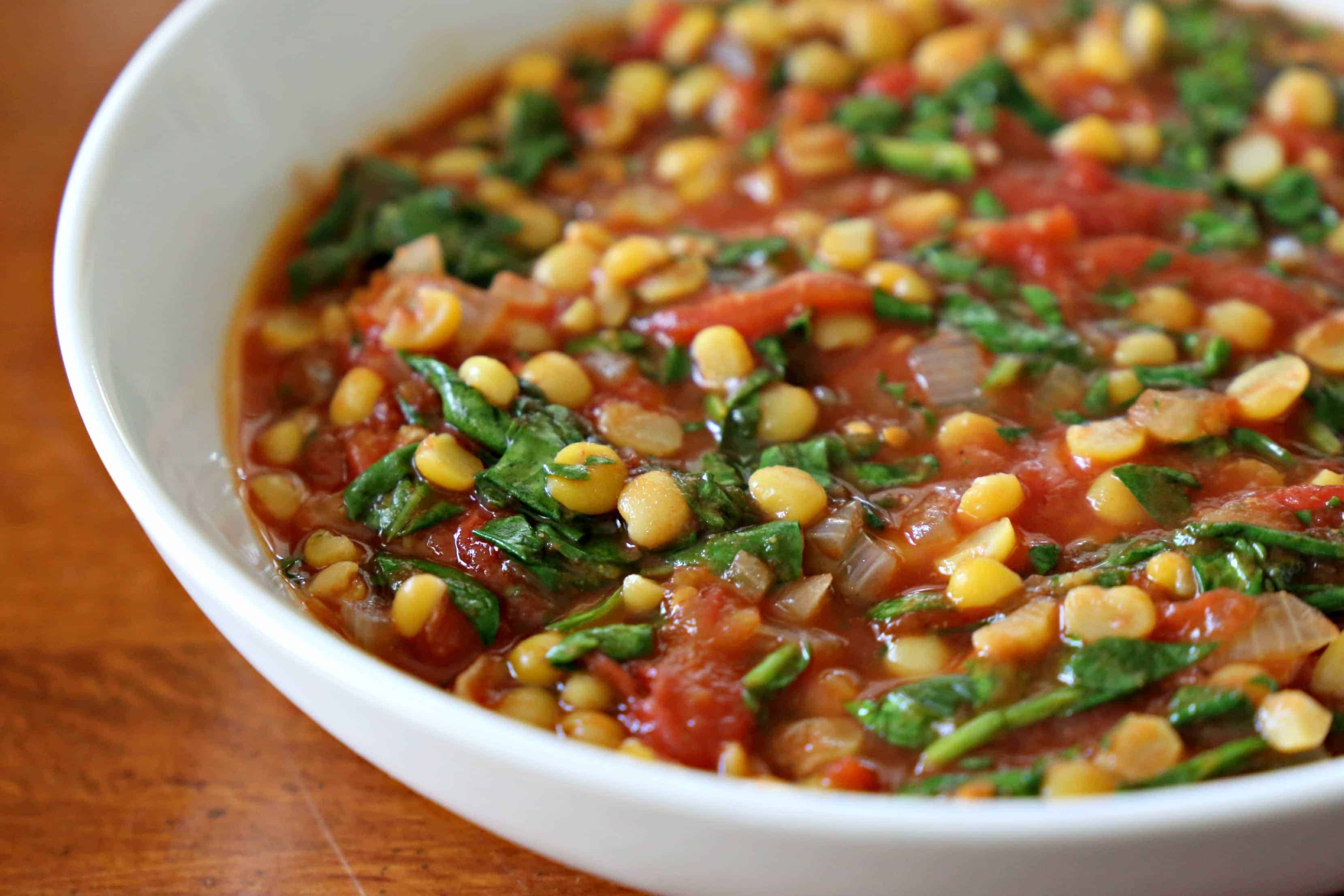 bowl of Spinach and Tomato Dal