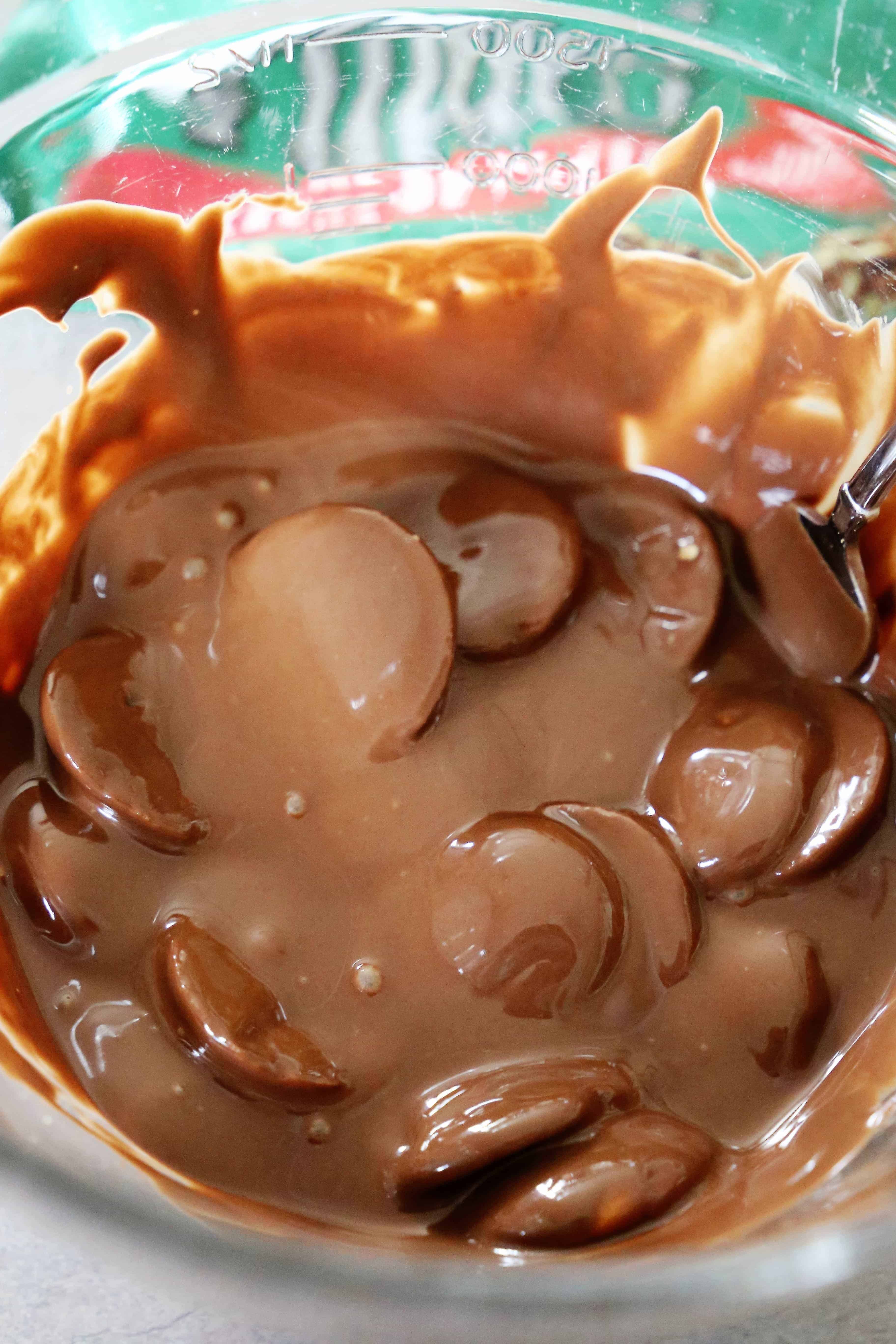 vanilla wafers in melted chocolate