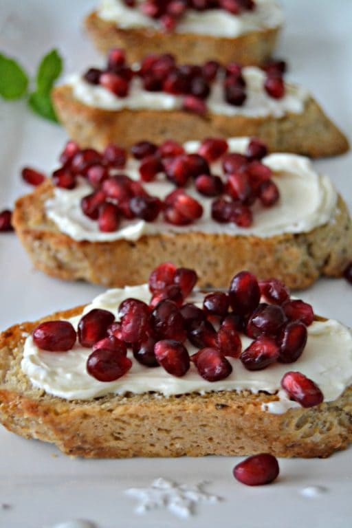 Holiday Pomegranate Crostini Pomegranate Crostini Recipe