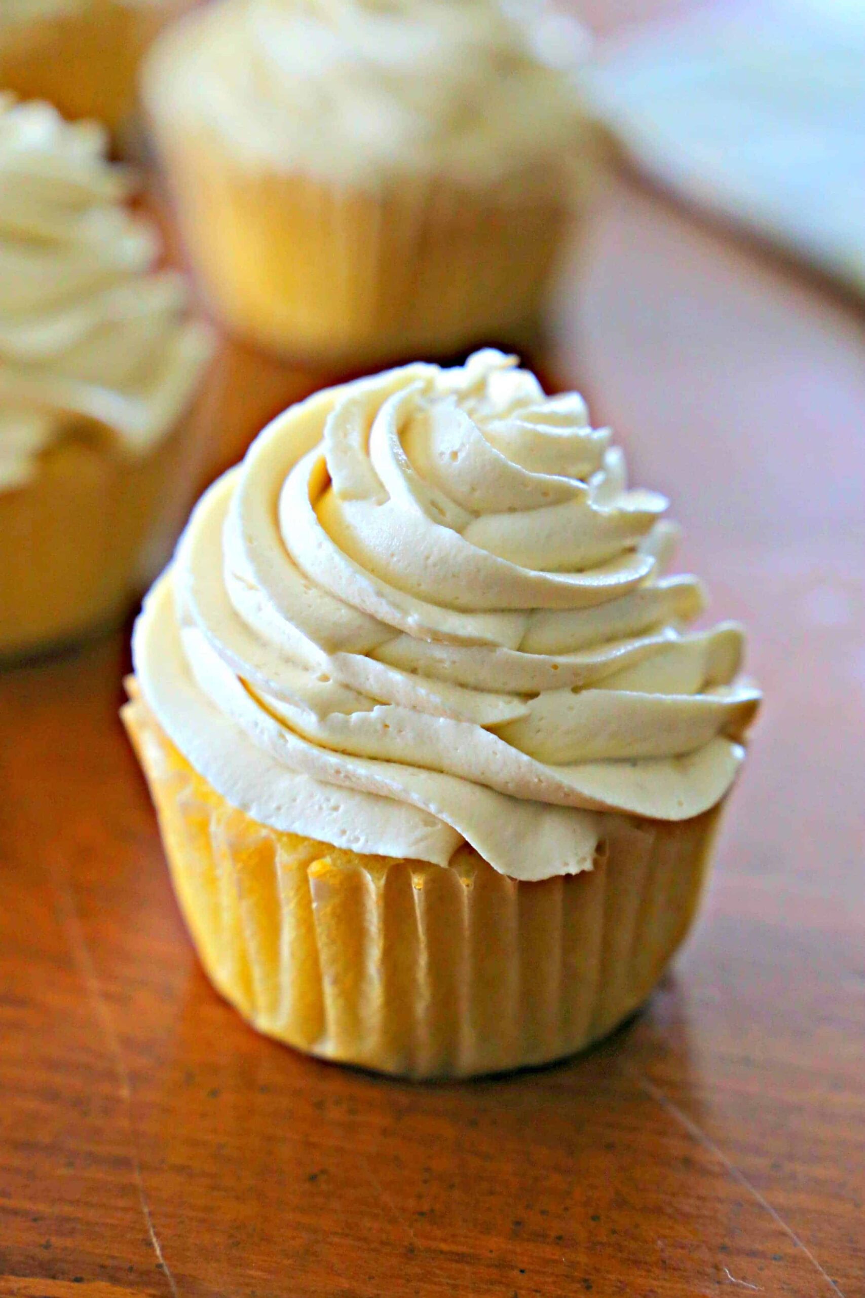 Lemon cupcake topped with homemade icing.