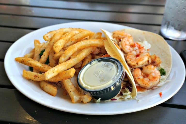 Where to eat in Panama City, Florida #PanamaCity #Florida #seafood Shrimp Taco and Fries at Uncle Ernie's