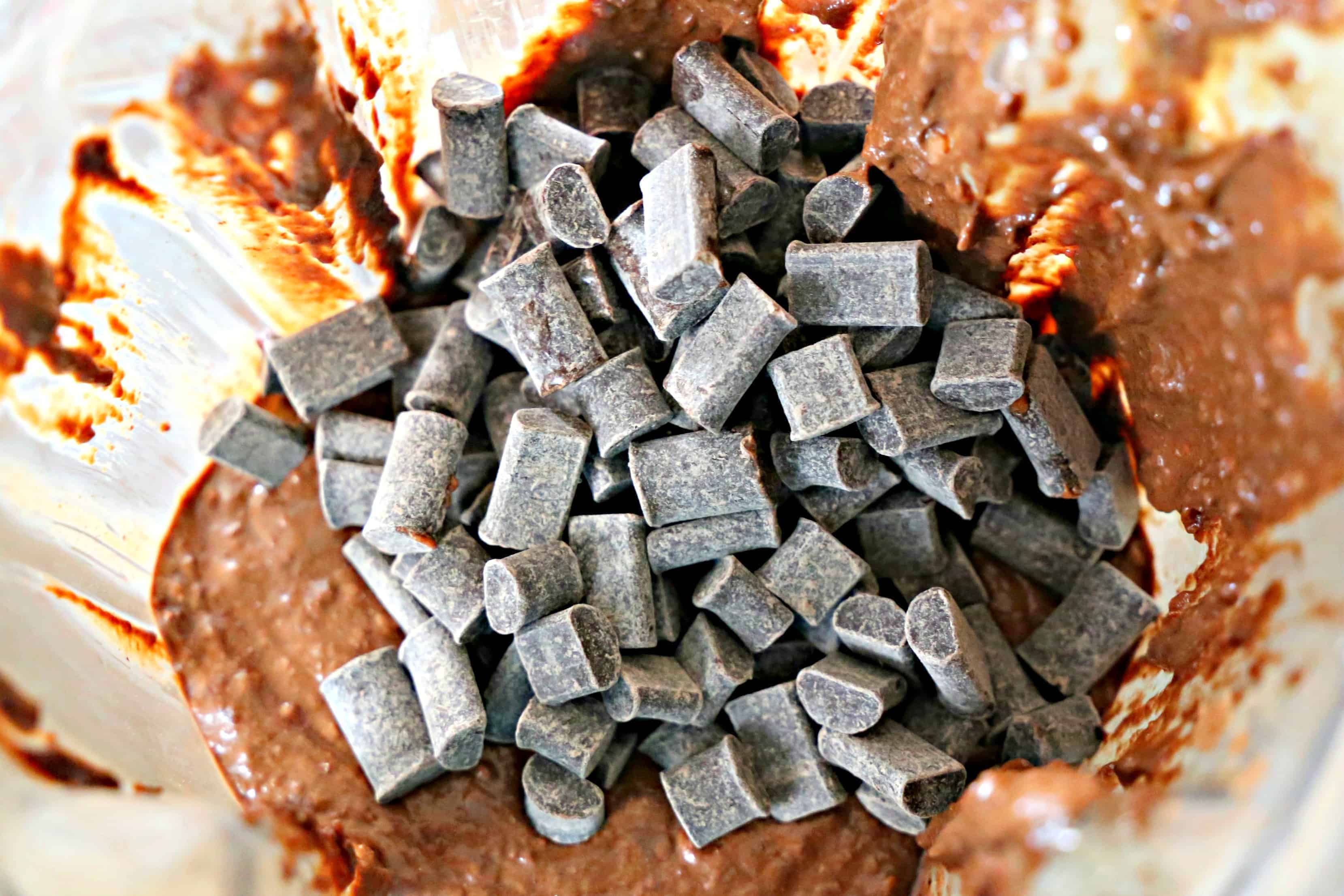 Rich and Fudgy Sweet Potato Brownies chocolate chunks and brownie batter