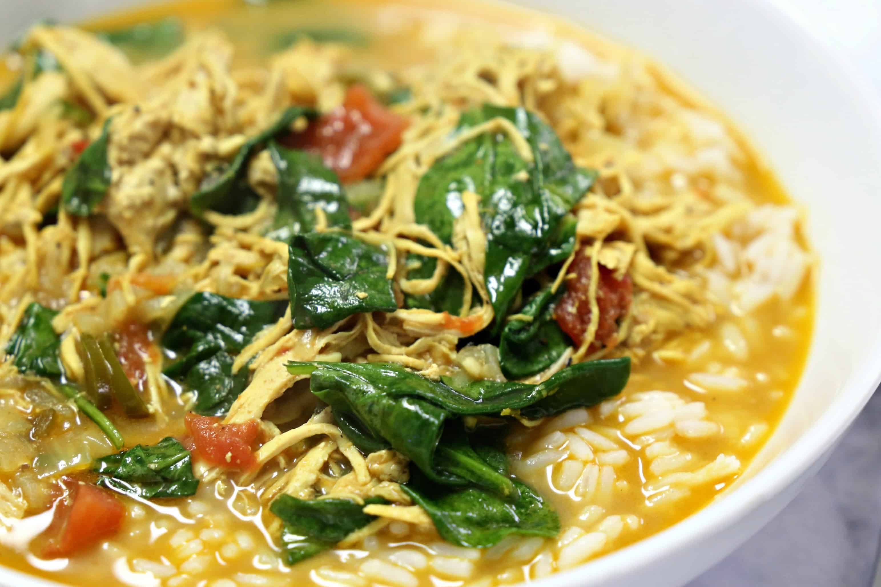 Instant Pot chicken soup over rice