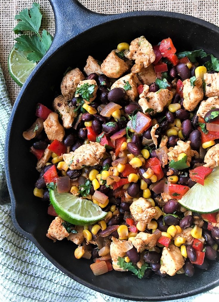 Chicken and Black Bean Burrito Skillet