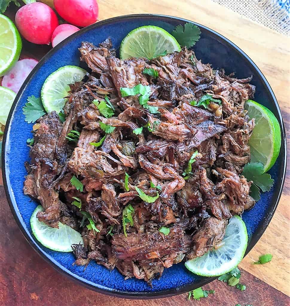 plate of slow cooker Mexican shredded beef