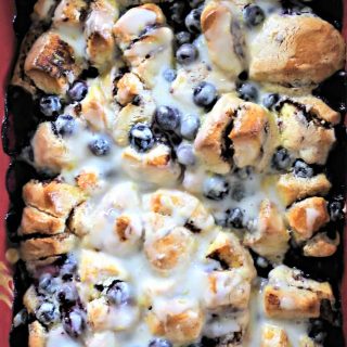 blueberry breakfast casserole in a pan