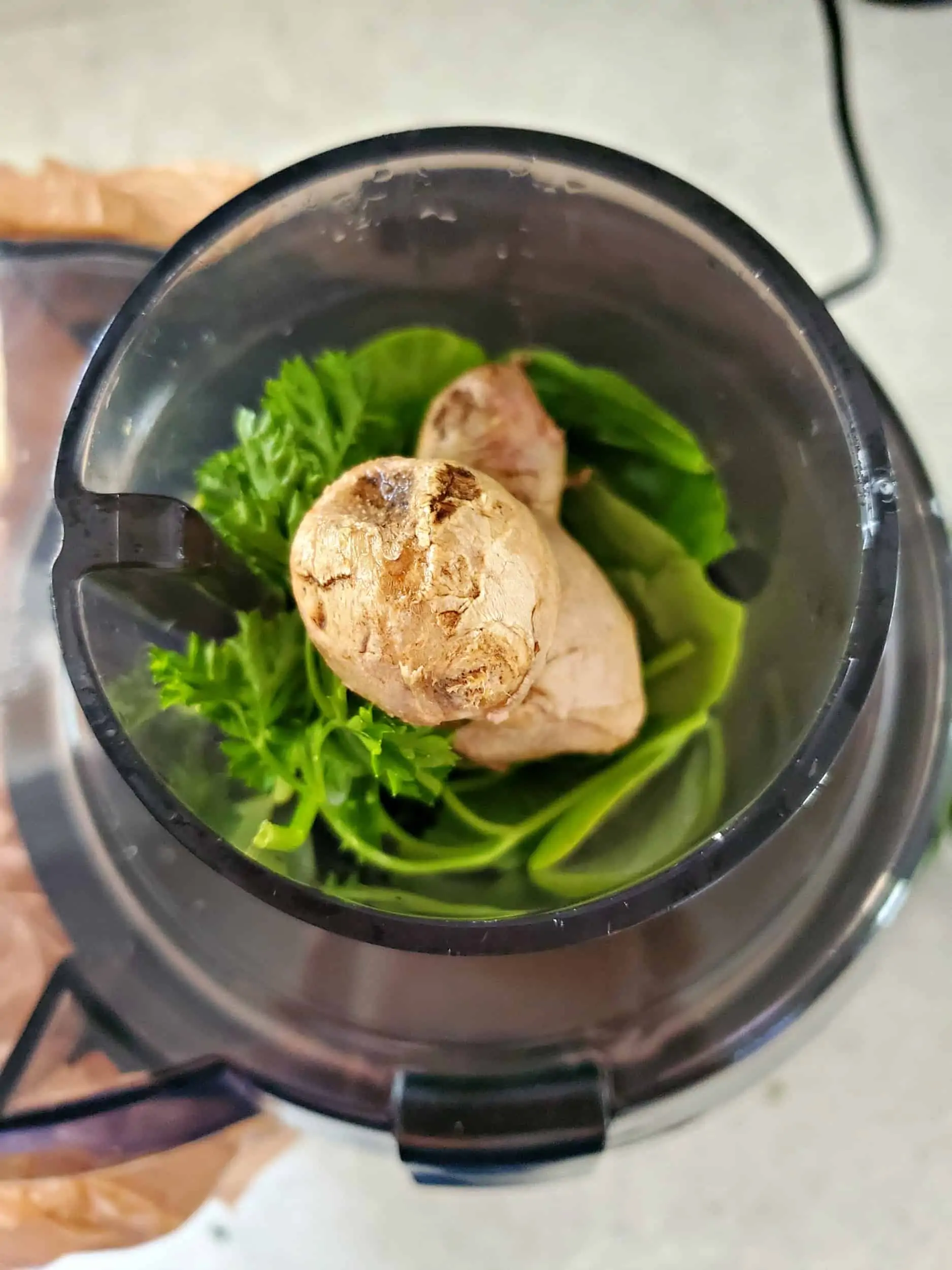 placing ingredients in a juicer