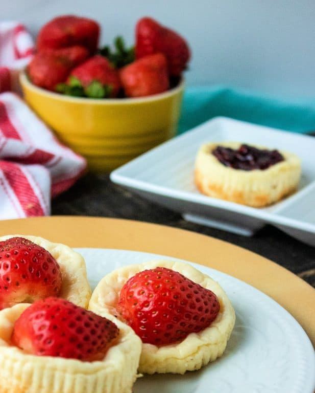 mini cheesecakes on a plate