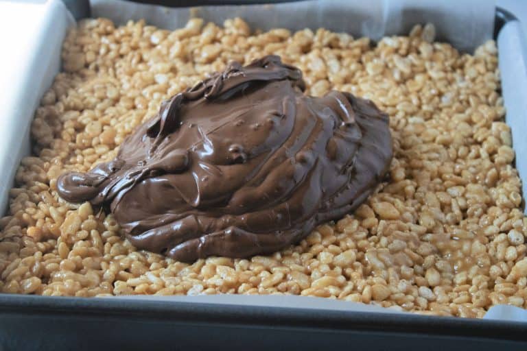 chocolate on top of crispy rice