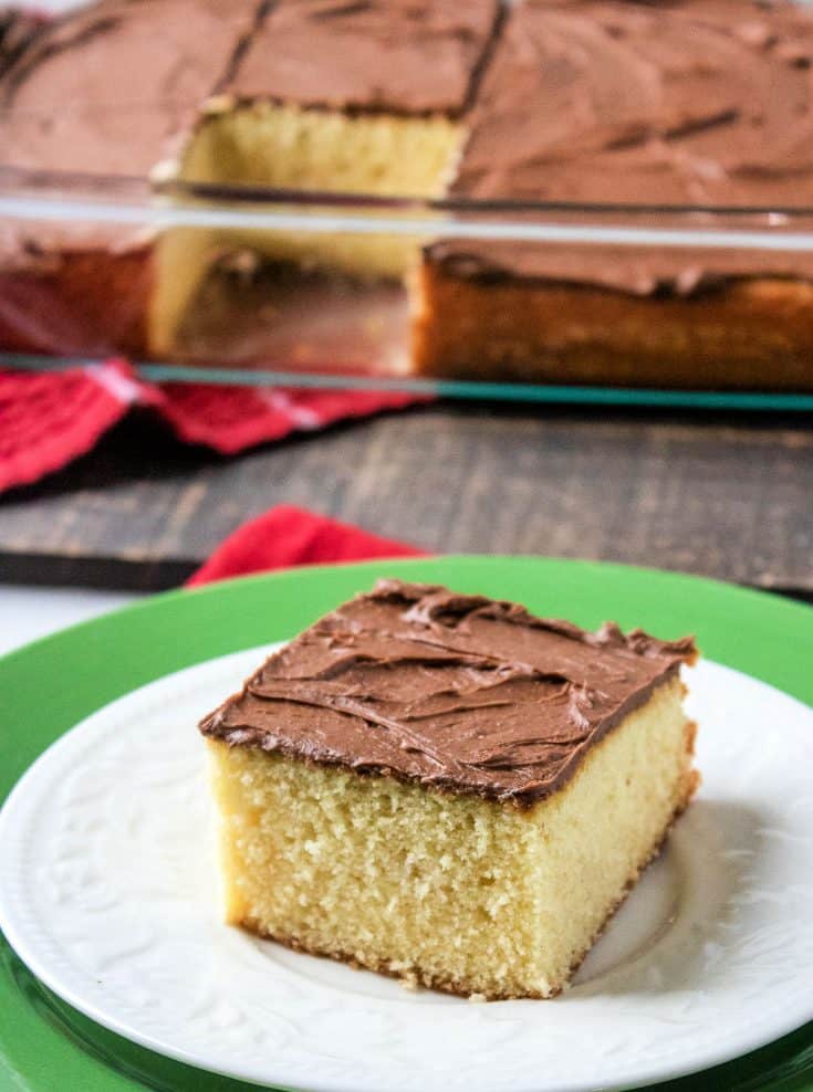 Yellow Sheet Cake with Chocolate Frosting