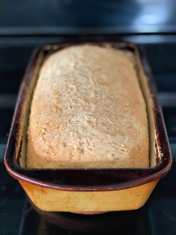fresh baked bread in loaf pan