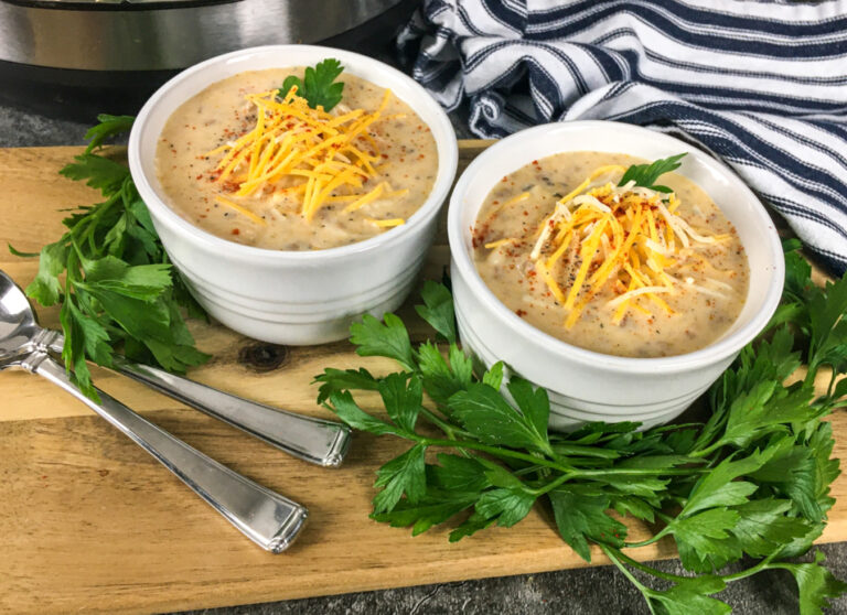 cups of cheeseburger soup