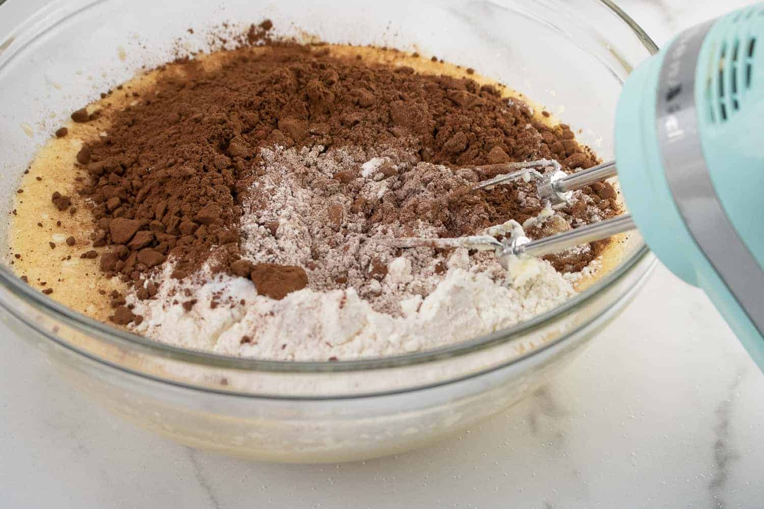 blending brownie batter