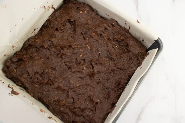 brownie batter in a pan