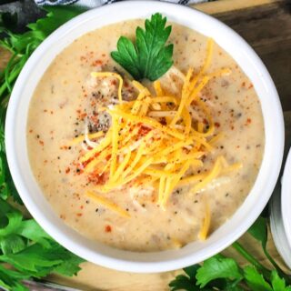 bowl of cheeseburger soup