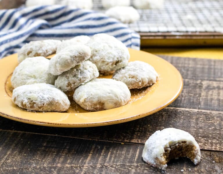 powdered sugar-coated spice cookies on a plate