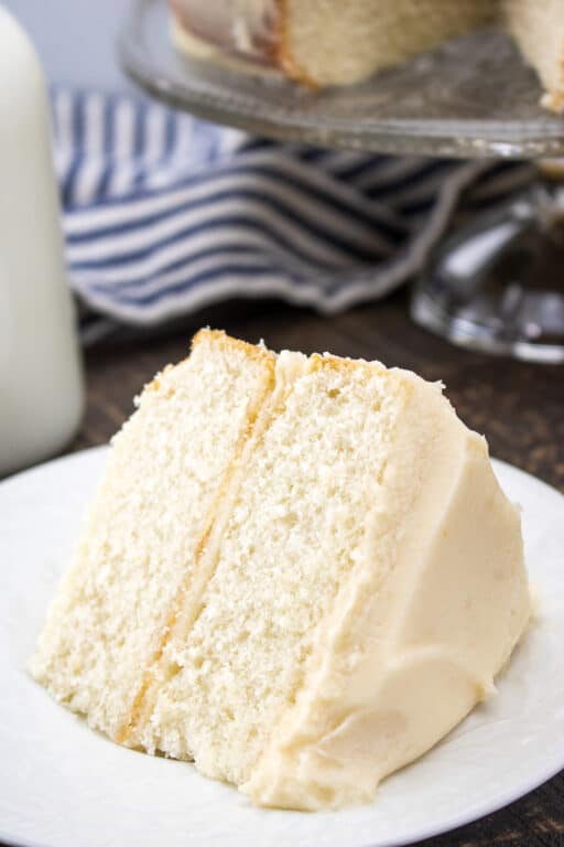 vanilla cake without buttermilk topped with frosting