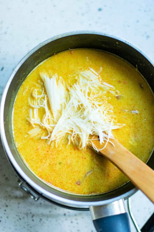 coconut soup and noodles
