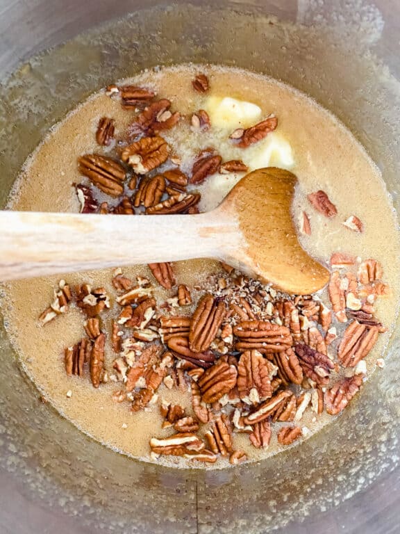 pecans and caramelized sugar