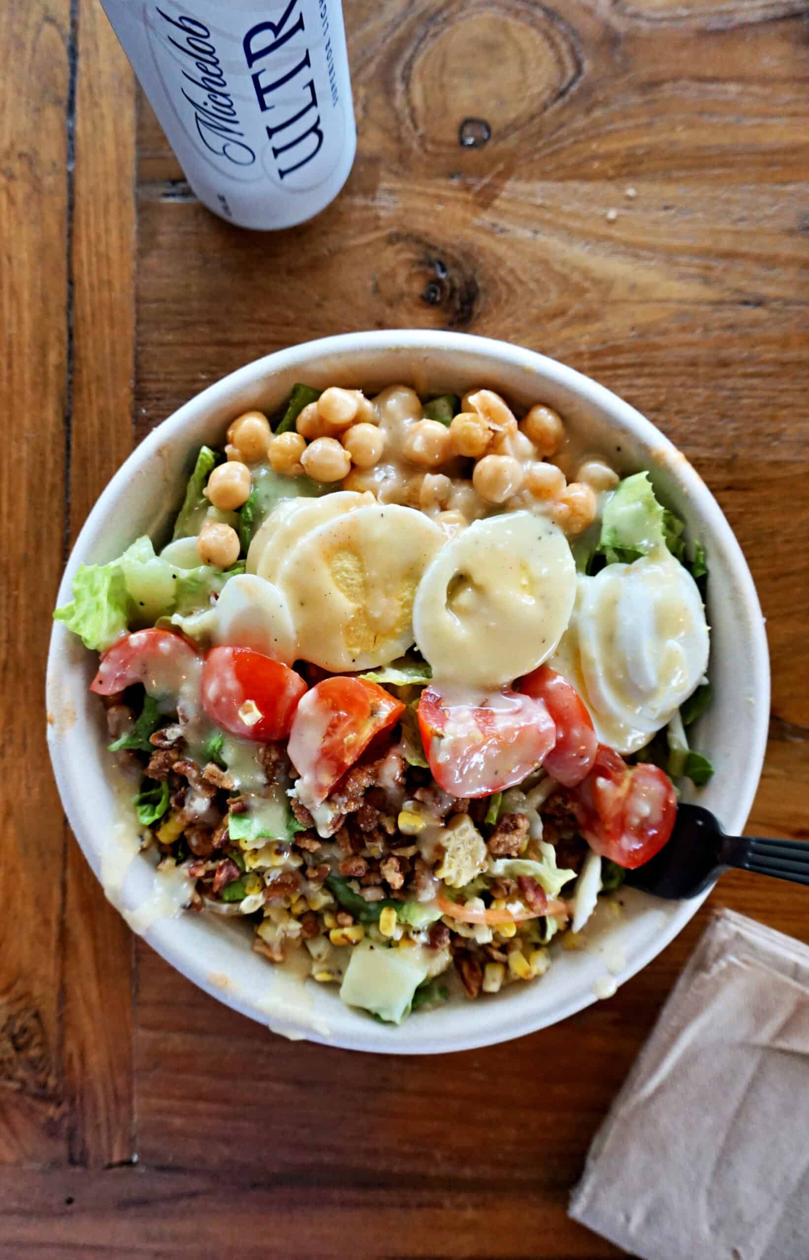 Chickpea Cobb Salad in a bowl at Picnic Beach.