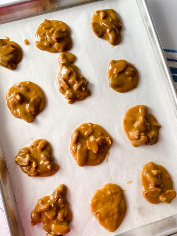 pralines cooling on parchment paper