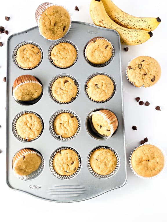 gluten-free banana muffins in a muffin pan